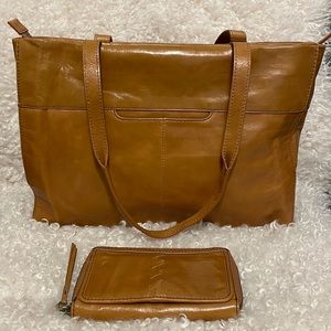 HOBO Brown Leather Shoulder Bag with Wallet